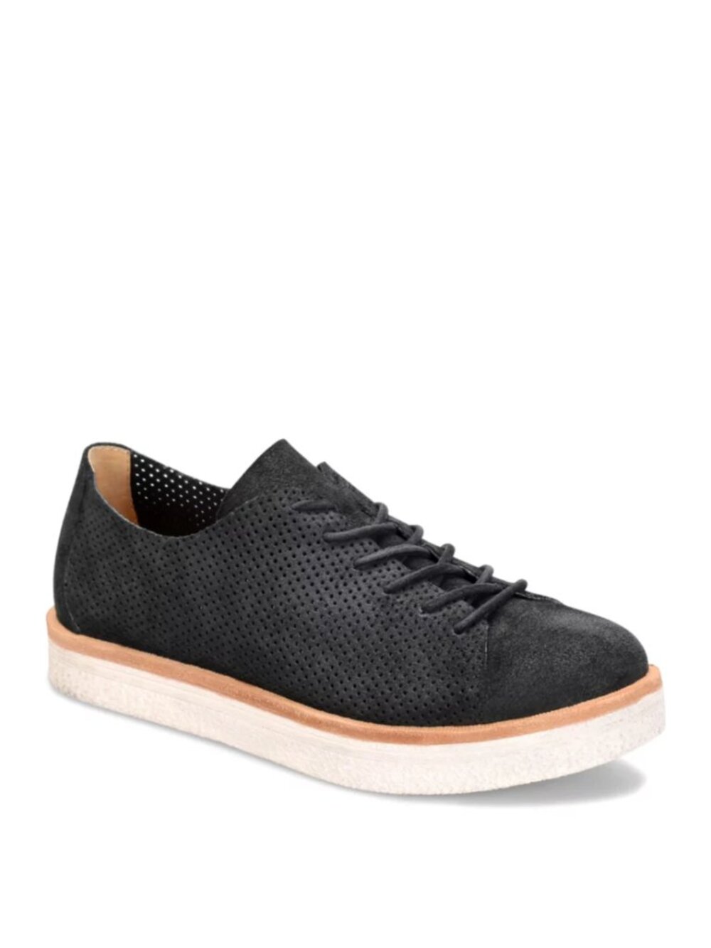 Kork-Ease Women's Margaret Black Suede Perforated Lace-Up Sneakers 7.5